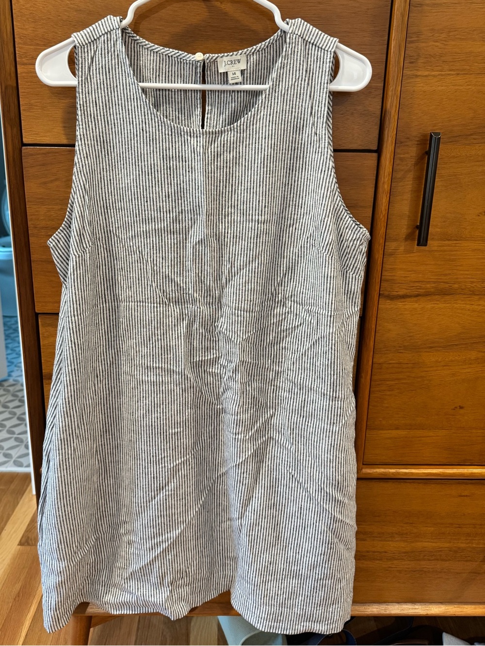 J. Crew Sleeveless Striped Shift Tunic - Black and White